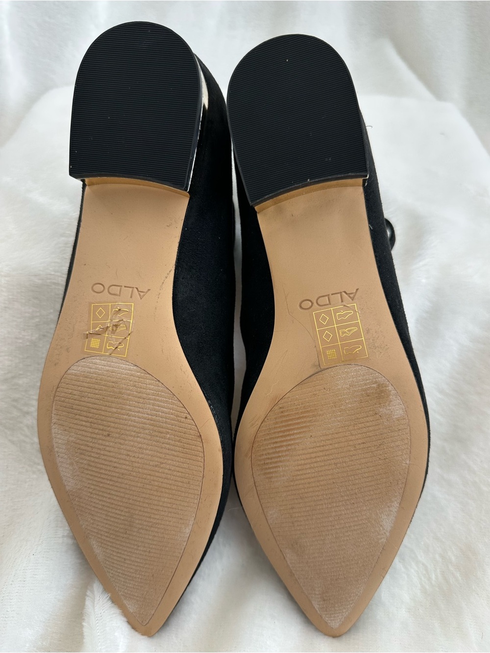 ALDO Marieta Black Suede Ankle Strap Pointed Toe Flats 7.5 - Picture 7 of 10